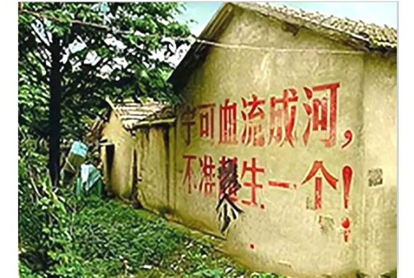 中國一胎化計生宣傳標語存照。（網絡圖片）