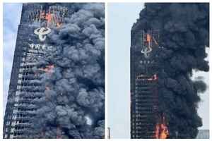 【一線採訪】長沙218米電信大樓起火 黑煙滾滾