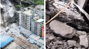 廣西東蘭縣突然山泥傾瀉 房屋受損車輛被砸