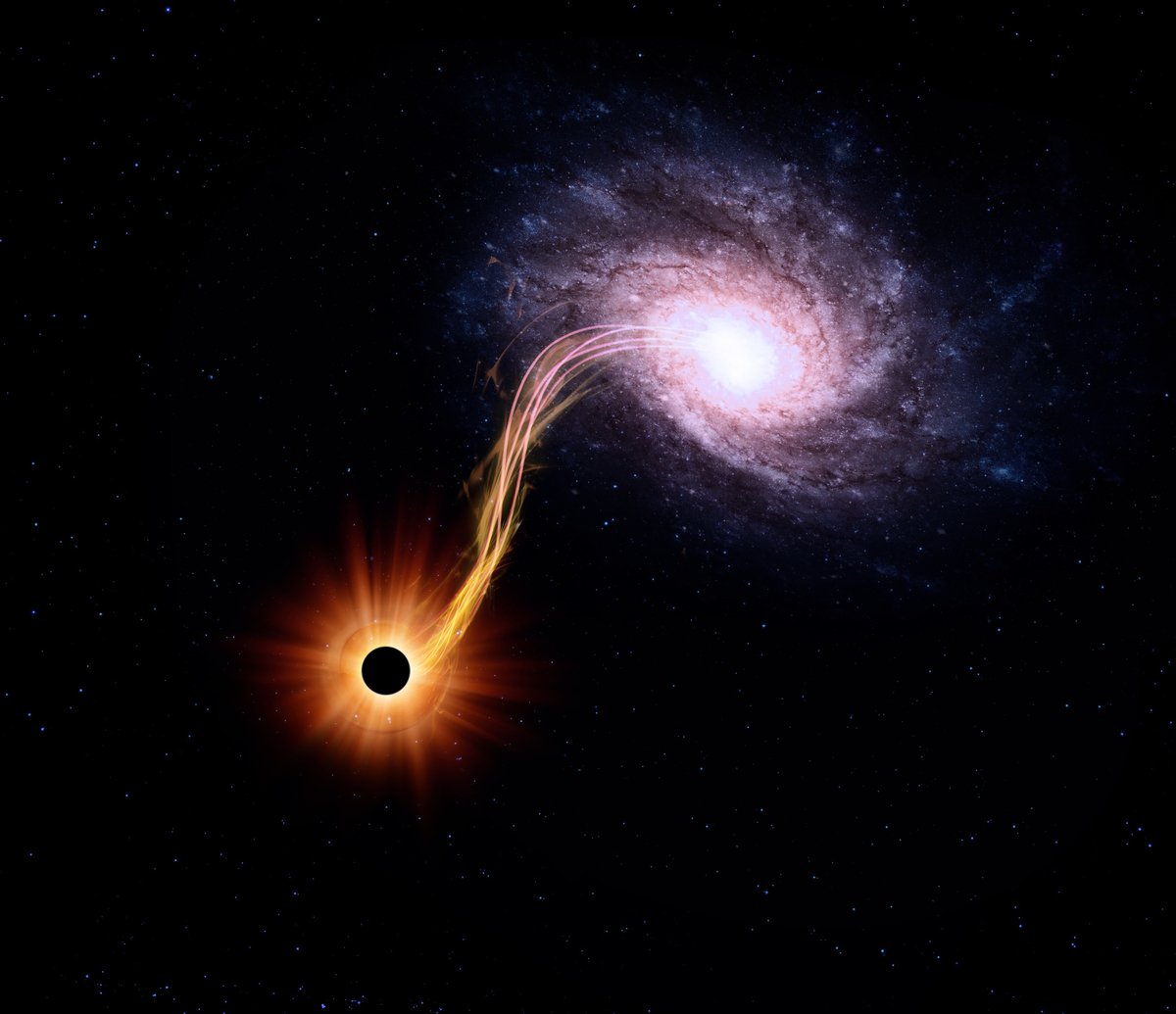 小型黑洞與星系的藝術假想圖。（ShutterStock）
