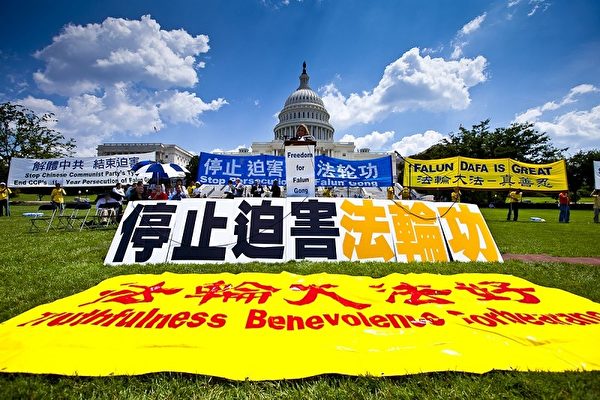 圖為2010年7月22日下午，來自世界各地的部份法輪功學員在美國首都華盛頓的國會山舉行「7．20」反迫害集會。（Mark Zou／大紀元）