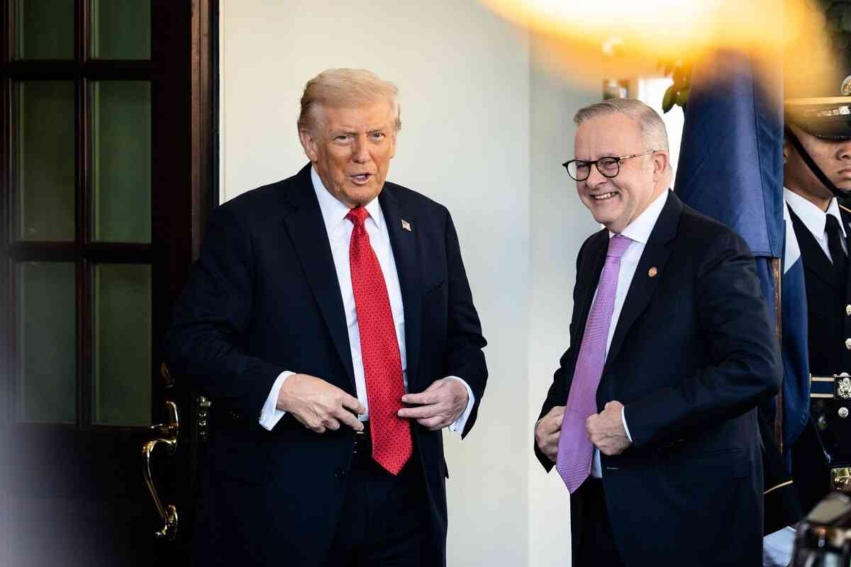 2025年10月20日, 美國總統特朗普在白宮迎接澳洲總理阿爾巴尼斯。(Madalina Kilroy/大紀元)