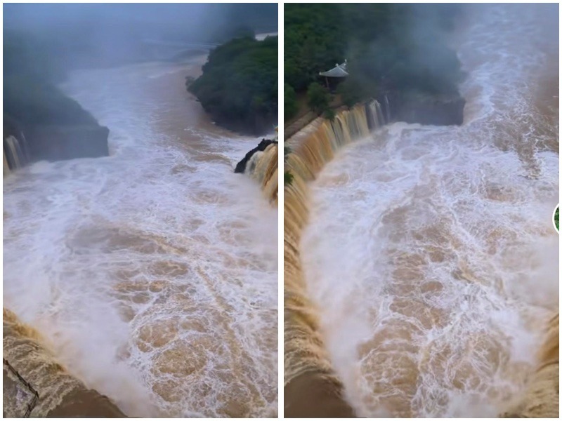 黑龍江寧安洪水沖斷橋樑鐵路 鏡泊湖二次漫壩