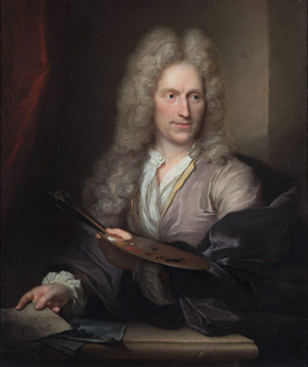 阿諾德‧布南(Arnold Boonen)的肖像作品《揚‧范‧海瑟姆》(Jan van Huysum),約1720年創作。油彩、畫布。阿姆斯特丹荷蘭國家博物館(Rijksmuseum, Amsterdam)。(公有領域)