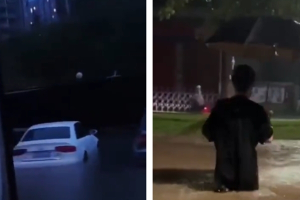 6月2日起,強降雨襲擊廣東,發生水浸。(影片截圖)