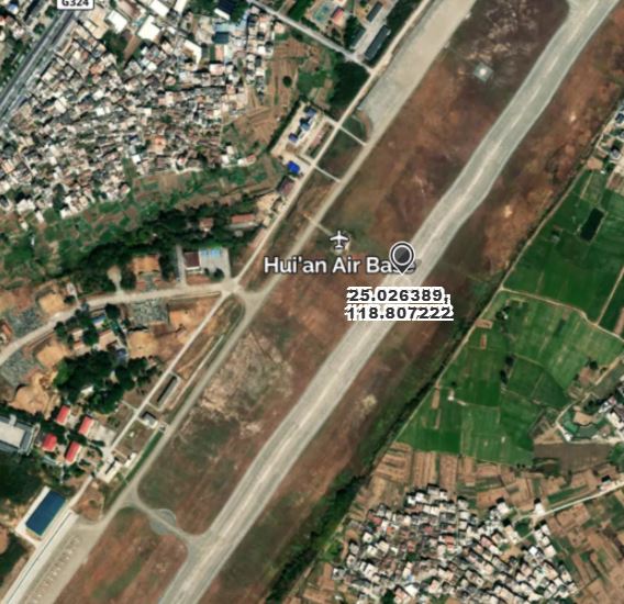 中共升級距離台灣非常近的惠安空軍基地 （截取自OpenStreetMap地圖）