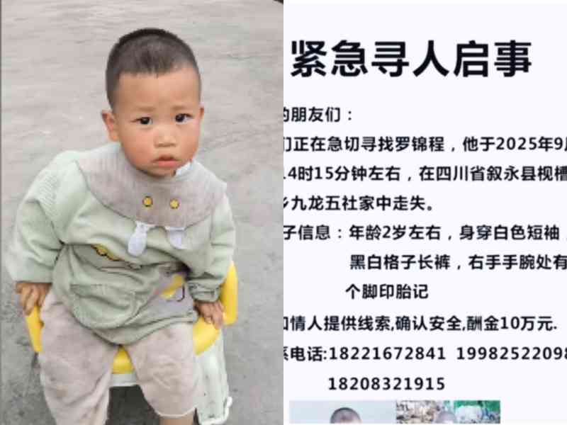 四川2歲男童在家中失蹤 報警5個月至今無果