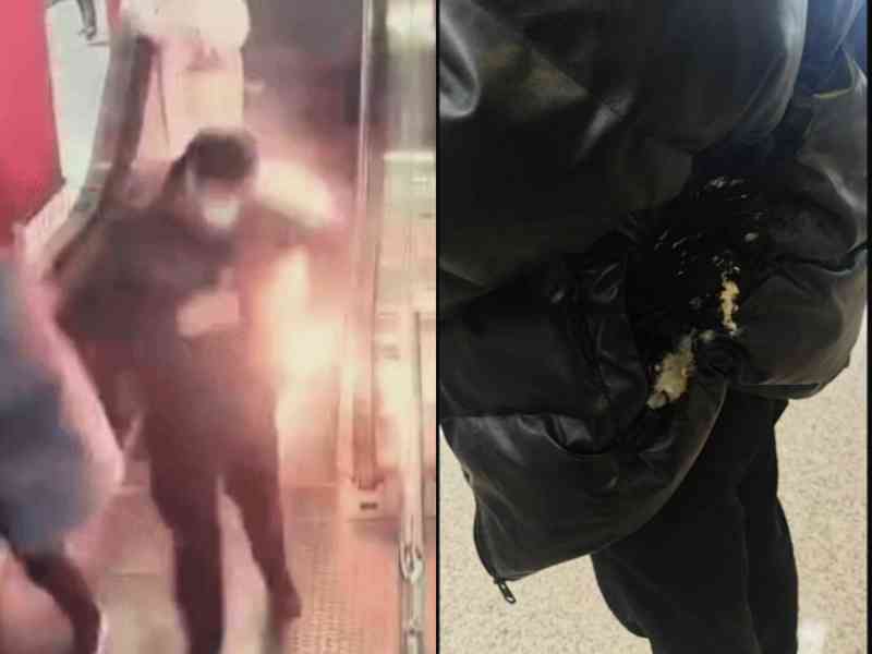 上海地鐵一乘客外置充電器自燃 外套被燒穿