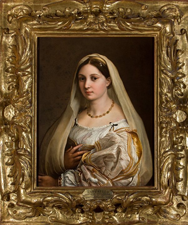 拉斐爾，《戴頭紗的女子》（Woman with a Veil），1516年作，布面油畫，82×60.5 cm，藏於佛羅倫斯碧提宮。（公有領域）