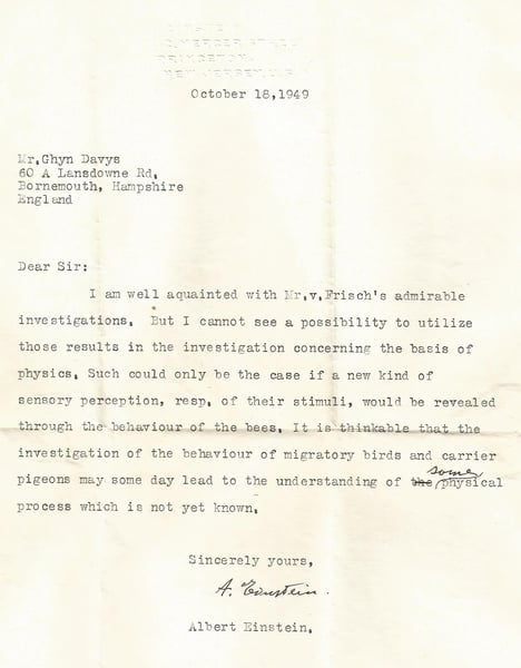 信件顯示愛因斯坦對生物學也有前瞻遠見