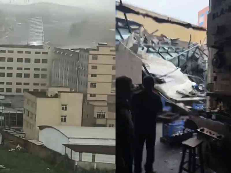 廣東肇慶發生龍捲風 部份建築受損