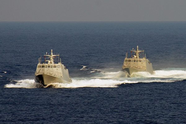 中共提出台灣海峽非國際水域的說法，引發美國政府內部的警覺。圖為2013年5月15日，兩艘台灣導彈艇在軍事演習期間巡視台灣海峽。（SAM YEH / AFP）