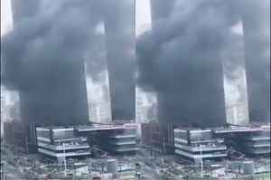 上海一建築起火上熱搜 現場黑煙滾滾