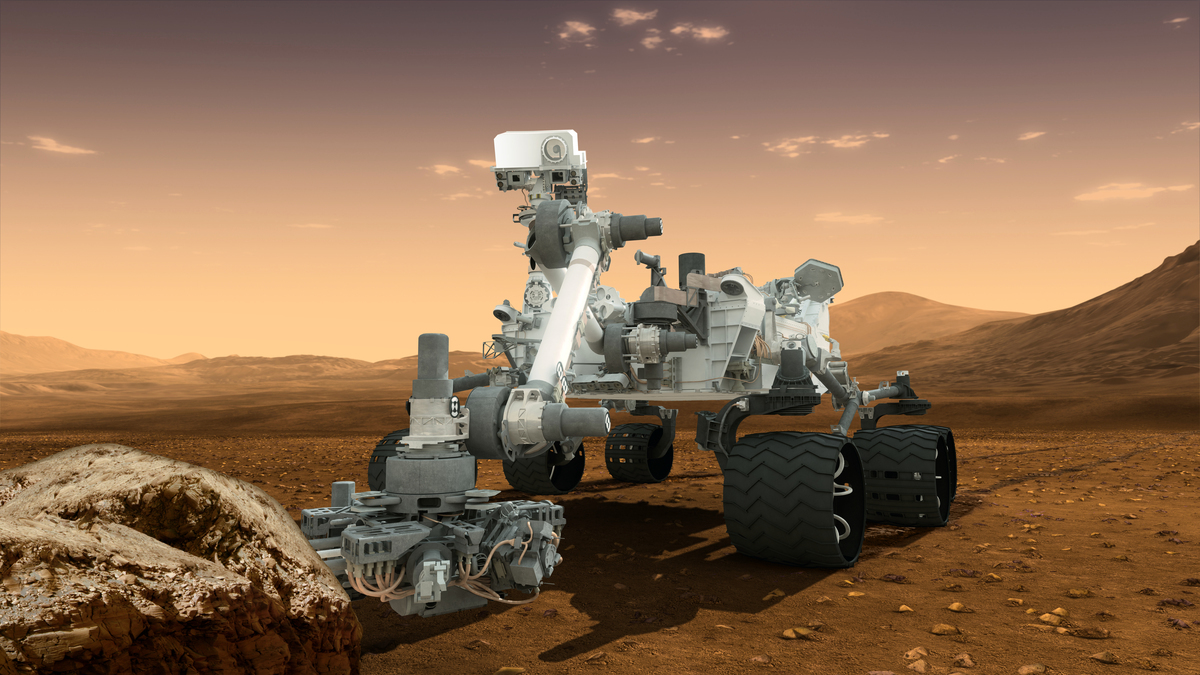 好奇號火星探測器在採集和分析岩石，試圖發現火星曾存在生命的跡象。（NASA/JPL-Caltech）