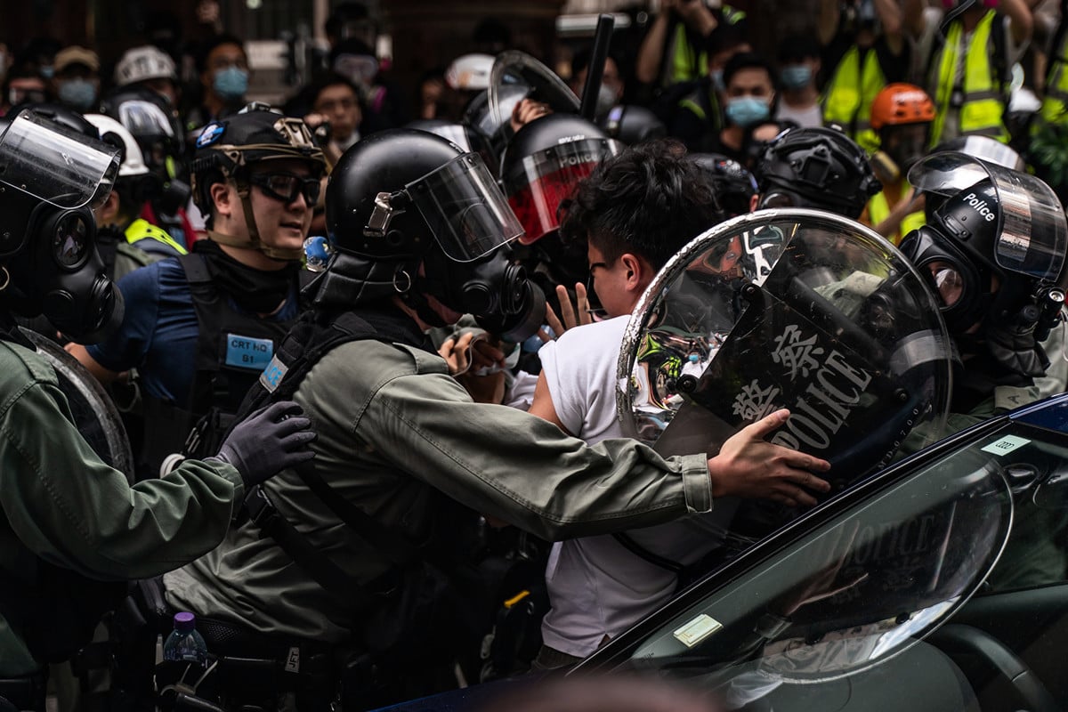 2020年5月24日，香港民眾在銅鑼灣反「港版國安法」遊行。（Anthony Kwan/Getty Images）