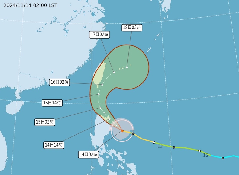 颱風天兔暴風圈擴大 台灣發布海上警報