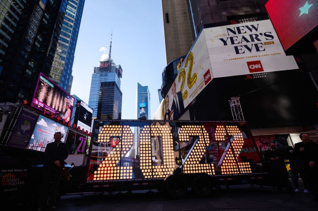 紐約時代廣場即將舉辦2022年新年倒計時活動。（Ed Jones/AFP via Getty Images）