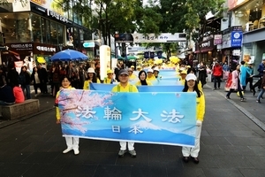 亞洲十多國法輪功學員 首爾大遊行