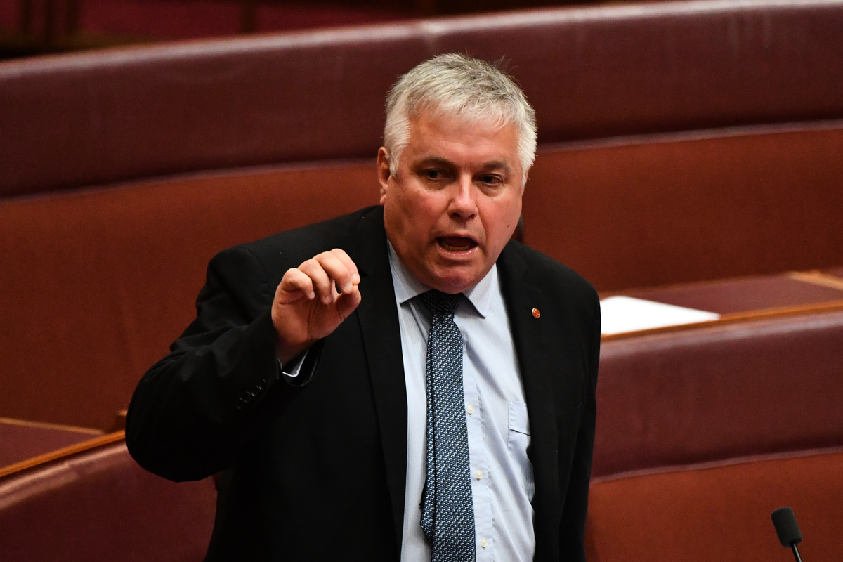 圖為澳洲獨立參議員帕特里克（Rex Patrick）2021年6月23日在國會參議院發言。（Sam Mooy/Getty Images）