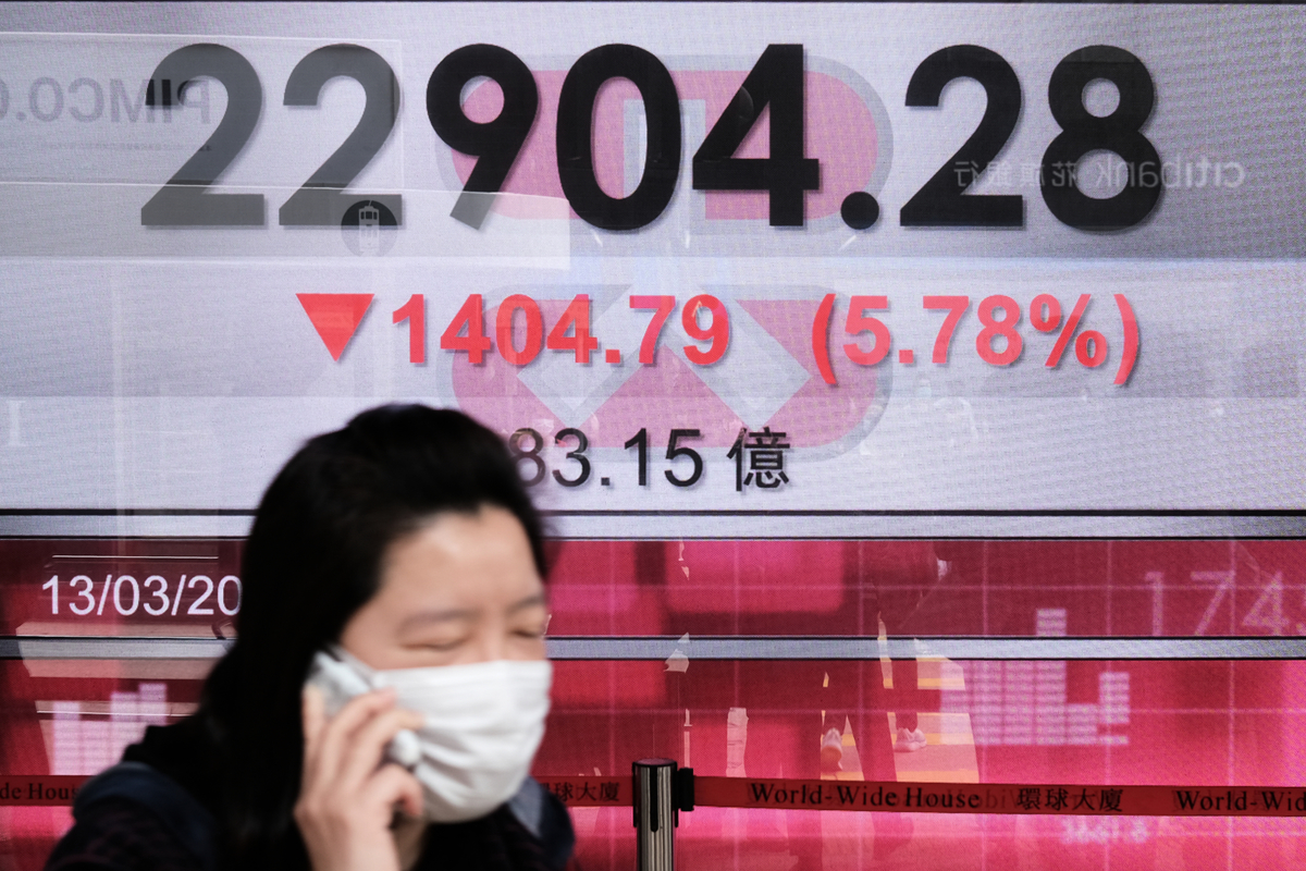 香港股市示意圖 （Anthony WALLACE/AFP）