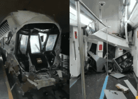 西安地鐵10號線試車疑出大事故 車頭嚴重受損