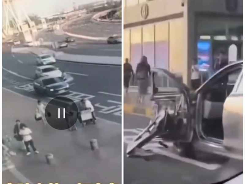 天津機場客運大樓前 司機下車遭後車撞傷