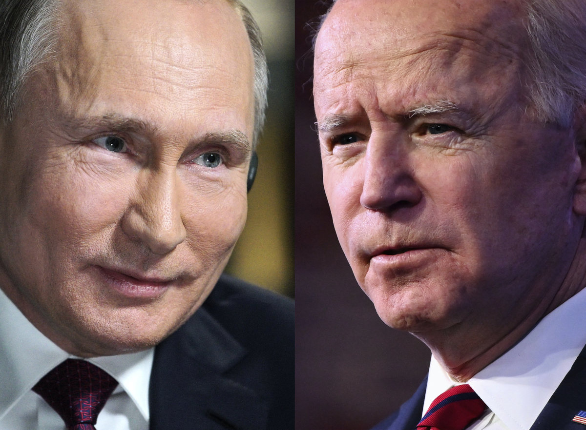 美國總統拜登（左）和俄羅斯總統普京。 （Angela Weiss, Alexey Druzhinin/AFP via Getty Images）