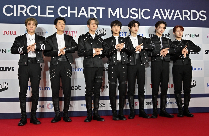 南韓男團ENHYPEN出席Circle Chart Music Awards資料圖片。（JUNG YEON-JE/AFP via Getty Images）