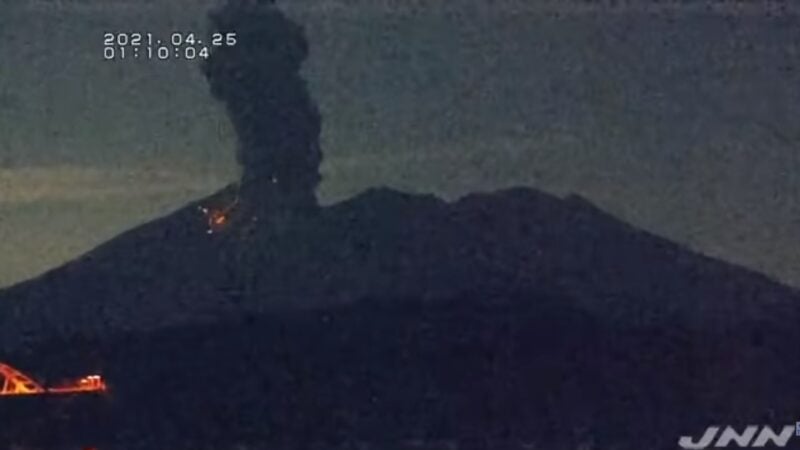 日本櫻島火山爆炸性噴發 火山碎屑流約1.8公里