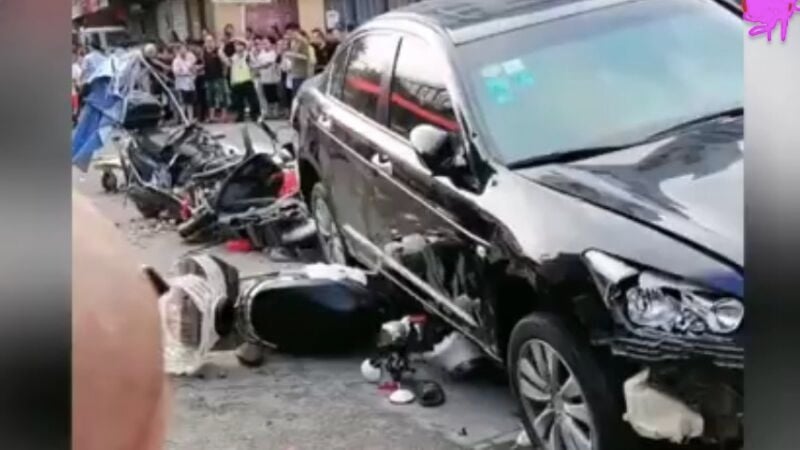 10月1日，黑龍江哈爾濱發生車禍。圖為9月3日浙江車禍。（影片截圖）