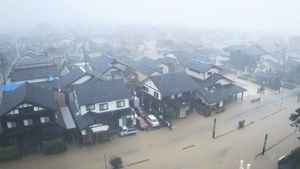 日本石川最高等級大雨警報 能登河川氾濫