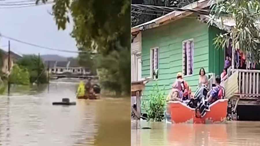 大雨成災鱷魚出沒 馬來西亞東部淪水鄉澤國