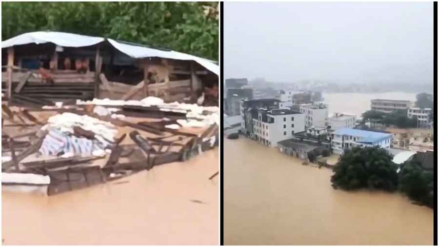 廣東多地特大暴雨致洪水氾濫 有鄉鎮被淹（影片）