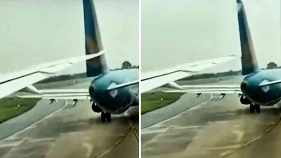 越南航空2客機跑道擦撞 空巴尾翼硬生生被一刀切（影片）