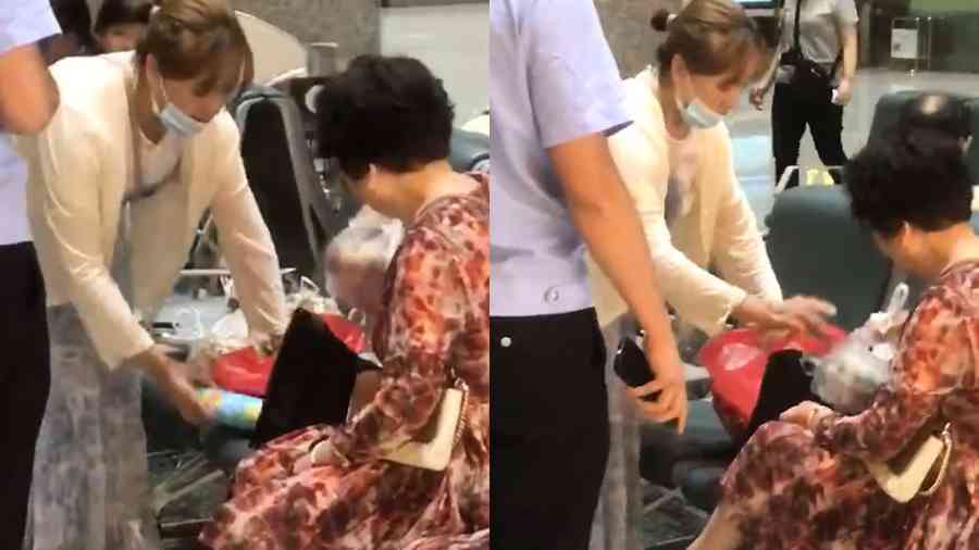 中國母女三人在機場偷土特產 分贓時被捕（影片）