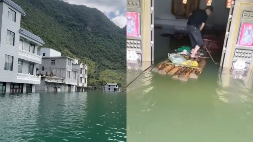 廣西鄉村遭洪水淹半個月 最深處有十五米（影片）