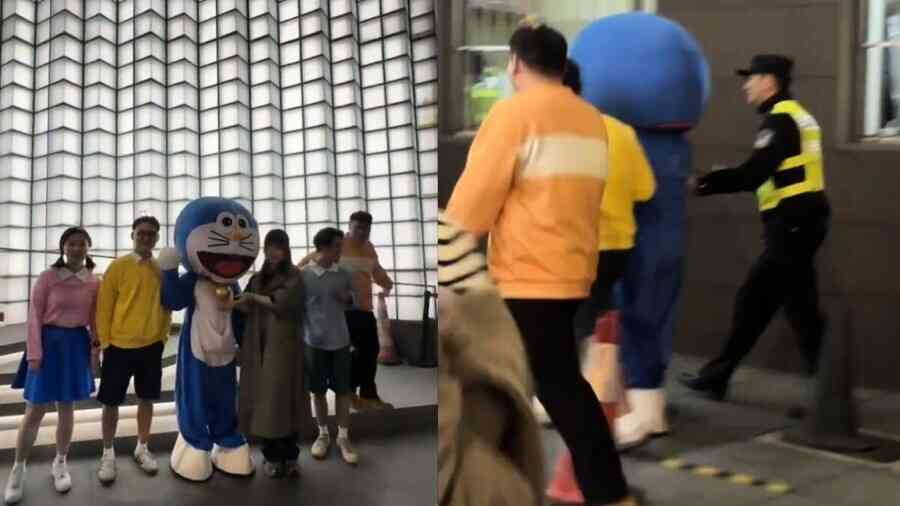 萬聖節多啦A夢被陸警察帶走 網民「破案」