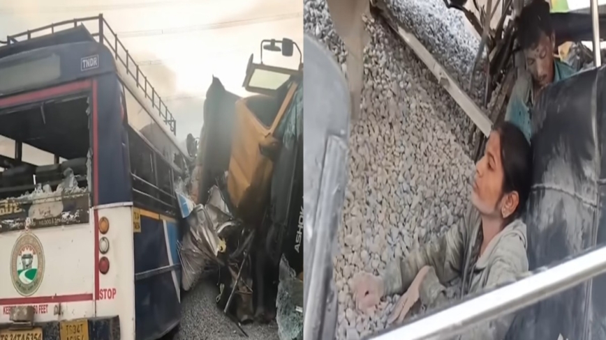 印度南部貨車撞巴士至少二十死 乘客被困碎石中