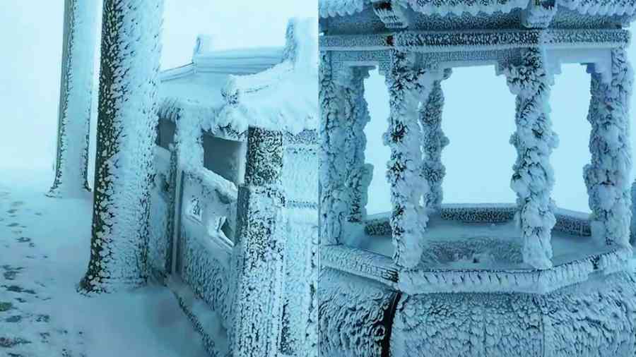 -44℃？五台山北台龍王殿被冰封 宛若仙境（影片）