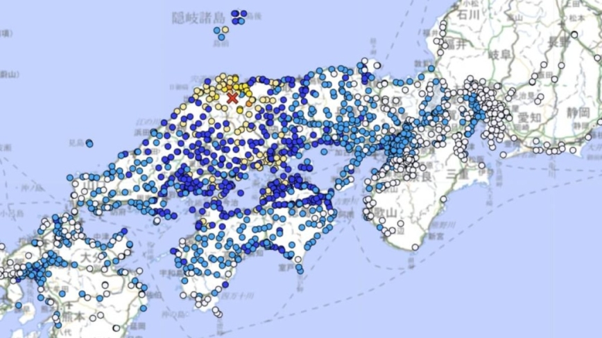 日本島根縣東部6.2強震 大阪、福岡也有感