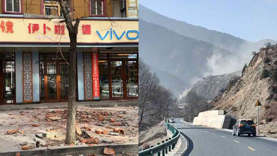 甘肅突發地震 民眾驚恐湧上街頭 多地山崩（影片）