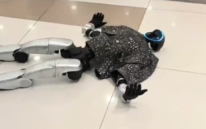 成都機械人表演突發意外 踢撞老人 雙雙倒地不起（影片）