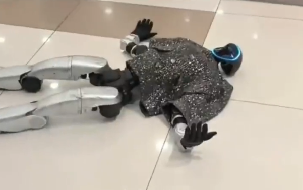 成都機械人表演突發意外 踢撞老人 雙雙倒地不起（影片）