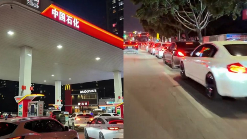 中東戰事衝擊油價 中國加油大排長龍（影片）