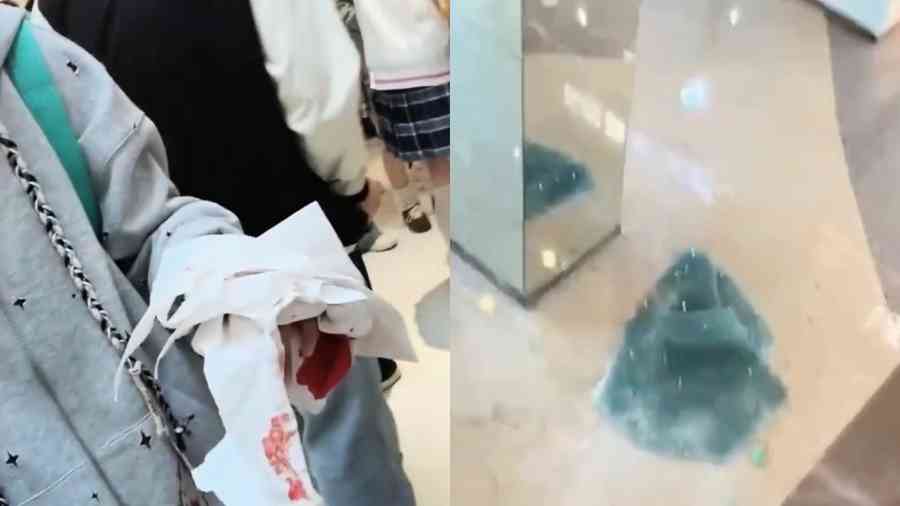 河南商場下「玻璃雨」 天幕爆裂 多人流血（影片）