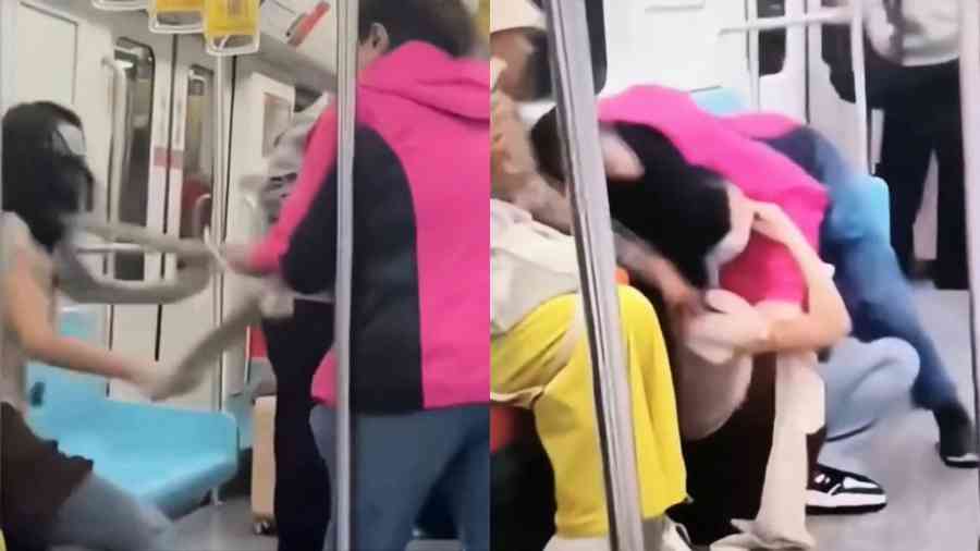 上海32歲女與66歲老婦地鐵扯頭髮扭打 畫面火爆（影片）