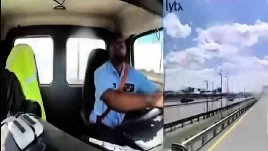 美聯航客機降落紐瓦克機場 突撞路燈與貨車 畫面曝光