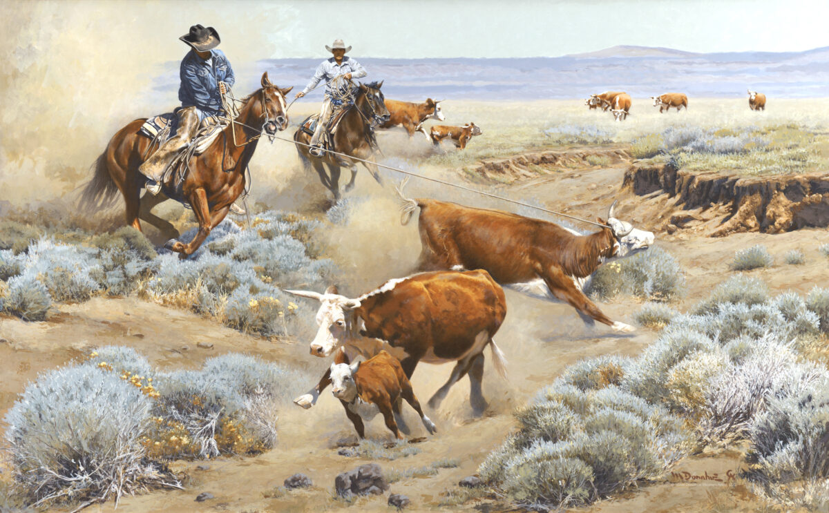 米克爾‧多納休的《套住一隻狂野的牛》（Roping A Wild One）。（由米克爾‧多納休提供）