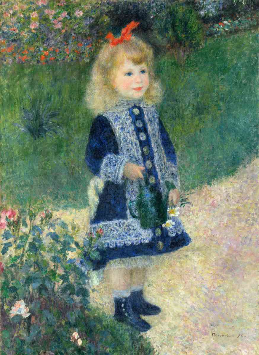 雷諾瓦（Pierre-Auguste Renoir）《拿水壺的女孩》（A Girl with a Watering Can）。（公有領域）