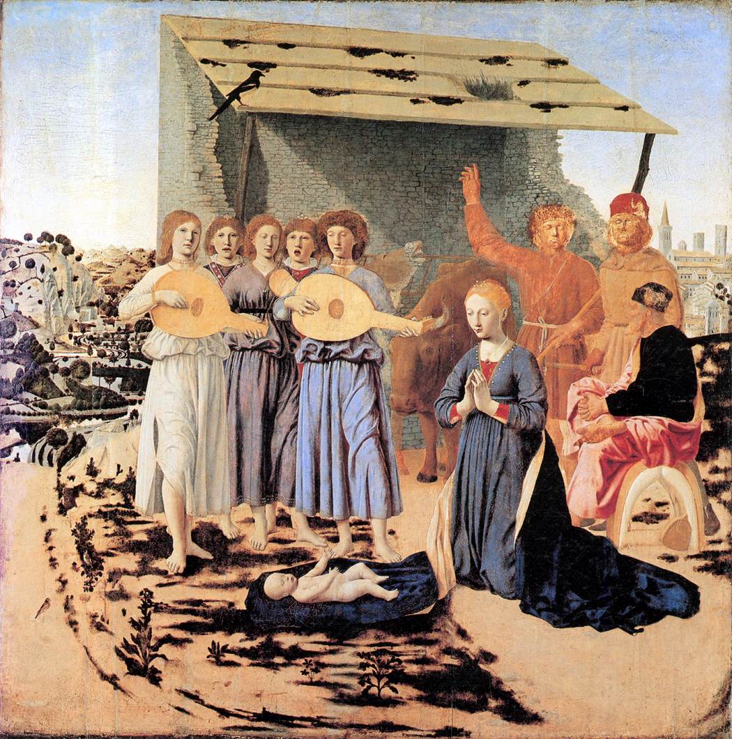 《耶穌誕生》，皮也洛‧德拉‧法蘭切斯卡（Piero della Francesca ）所作。（公有領域）